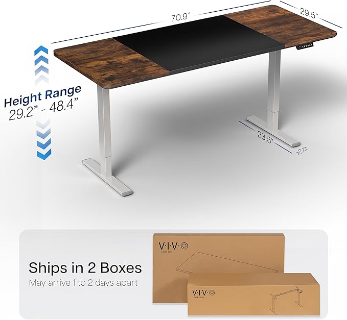 VIVO Electric 71 x 30 in Rustic Standing Desk, Memory Height Adjustment - Image 3