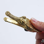Vintage Crocodile Head Journal Clip - 3.4 Inch Heavy Duty Alligator Metal Book Clip Pin, Solid Decorative Bookmark Paper Organizer Notebook Holder Planner for Home Office Desk