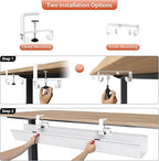 Univivi No Drill Under Desk Cable Management Tray, Clamp/Screw Mount Desk Cable - Image 6