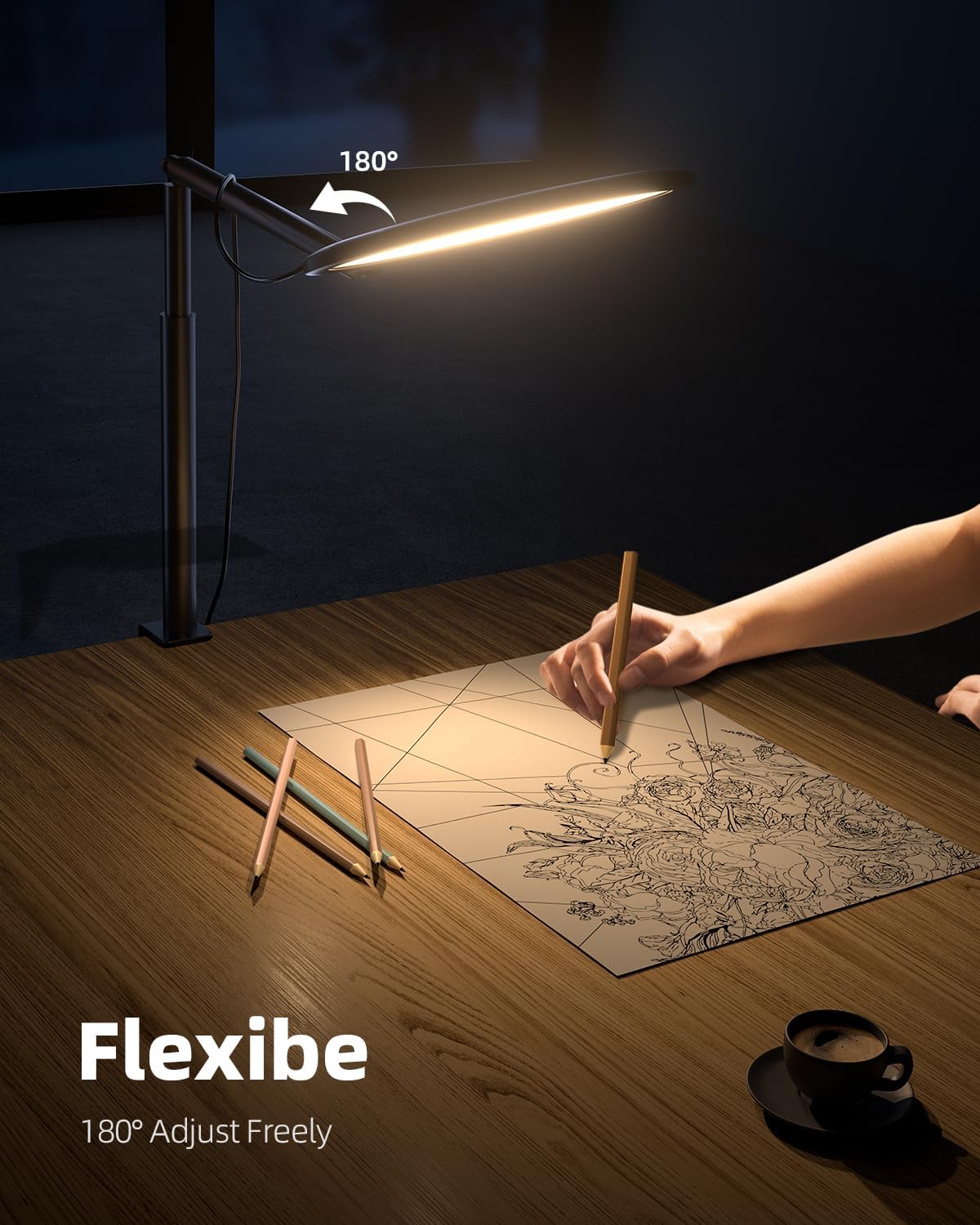 weilisi 10.2" desk ring light with stand, 360°, close-up detail