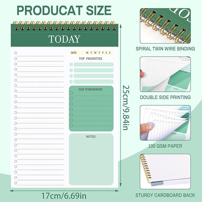 to Do List Notepad with 60 Tear Off Sheets, 6.7 x 9.8" to Do List Notebook - Image 2