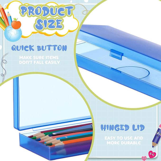 Fainne 24 Pcs Plastic Pencil Case Bulk Pencil Boxes Plastic Stationery Case - Image 3
