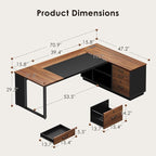 AODK 71 Inch Executive Desk, L Shaped Desk - Image 3