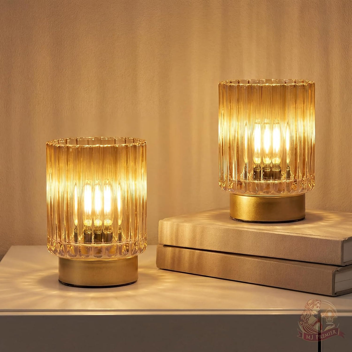 Battery Operated Lamp Timer, Cordless Table Lamp for Shelf Decor, Stripe