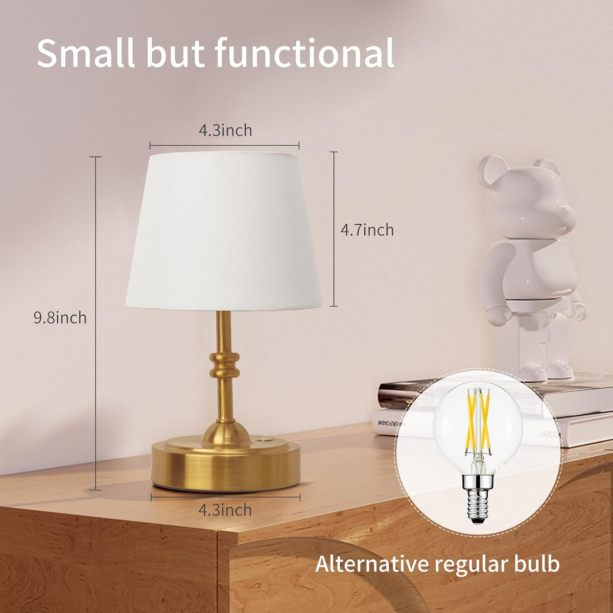 ONEWISH Small Cordless Lamp Dimmable-Battery Operated Table lamp, 4000mAh Rec...