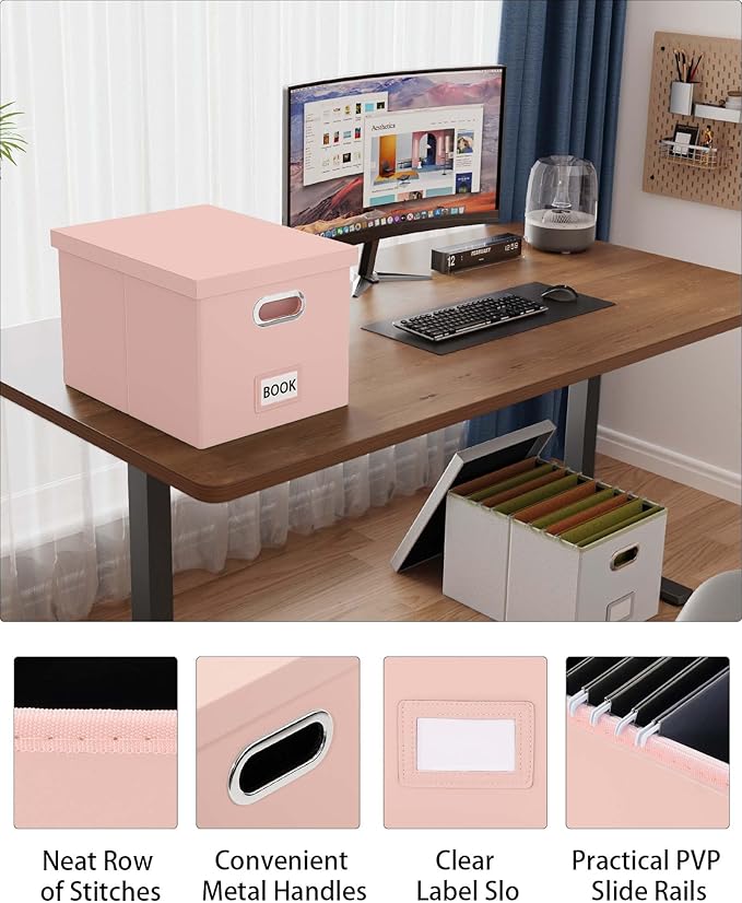 2 Pack File Storage Organizer, Portable File Box - Image 4