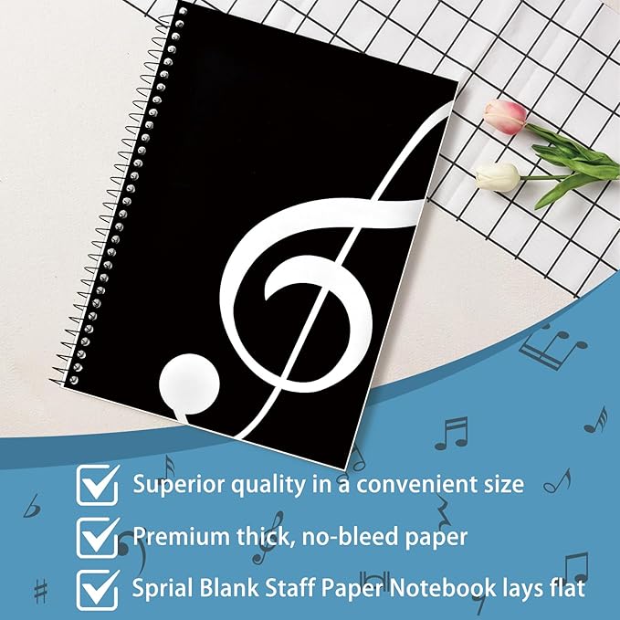DOMMI Blank Sheet Music Composition Notebook 2 Packs, Manuscript Staff Paper - Image 5