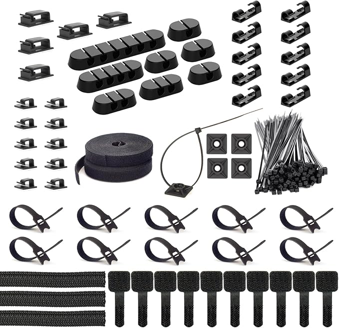 ZIIYAN 163 PCS Cable Management Kit, 3 Wire Organizer Sleeve, 8 Self Adhesive by ZIIYAN