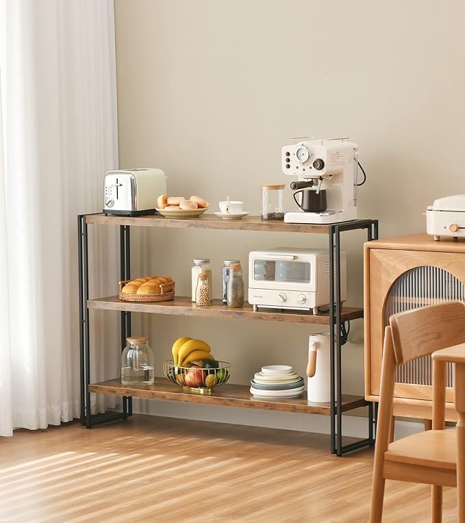 HCHQHS 3-Tier Rustic Wood and Metal Industrial Bookshelf - Image 5