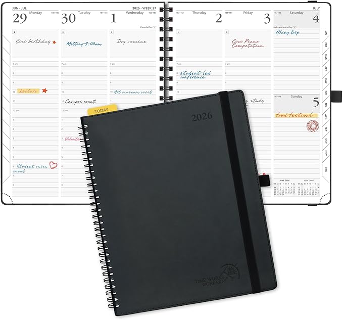 POPRUN 2026 Planner with Hourly Schedule, Vertical Layout by POPRUN