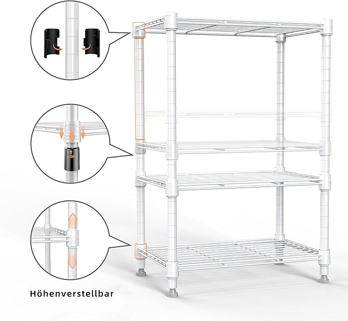 M MZG 450 lbs Wire Storage Shelving 3-Tier Utility Shelving Unit Steel - Image 5