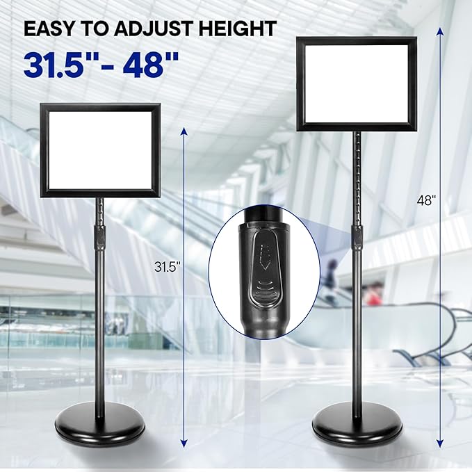 SENZHIYI Heavy Duty Poster Sign Stand Holder Adjustable Snap Open Aluminum - Image 6