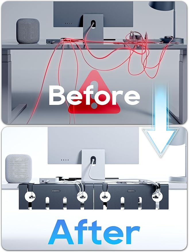 NODOCA No Drill Under Desk Cable Management Tray, Punch-Free Clamp on, Metal - Image 4