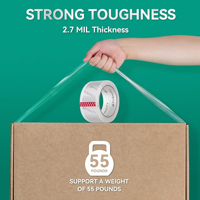 FugaCity Clear Packing Tape Refills, Heavy Duty Packaging Tape - Image 2