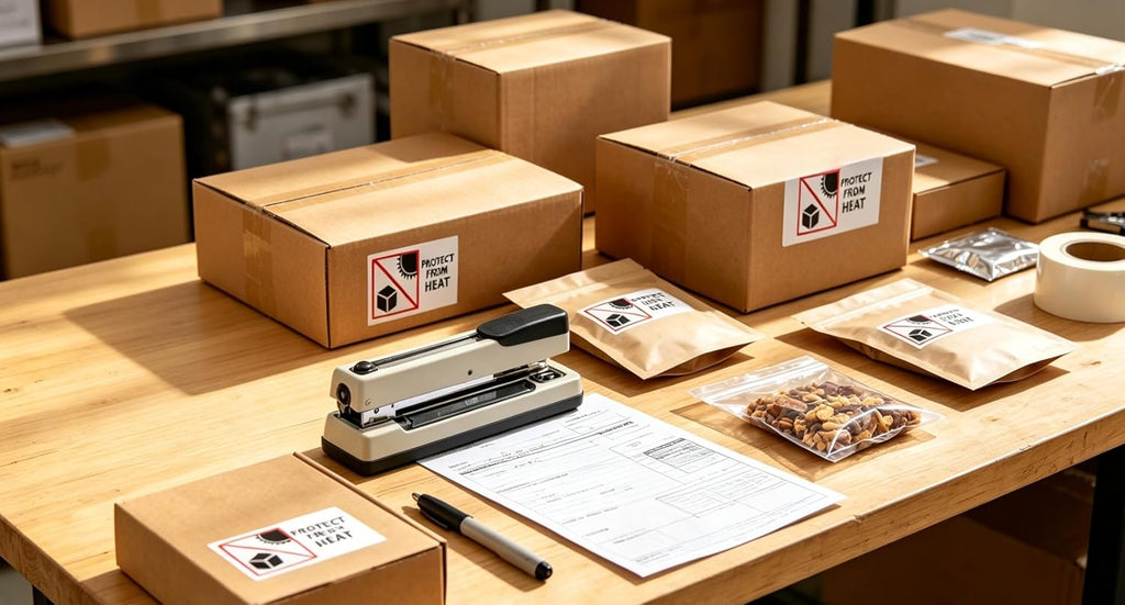 Protect from Heat Caution Labels,Shipping Warning Stickers for Package Boxes,2x3 Inch 300 Pcs Per Roll