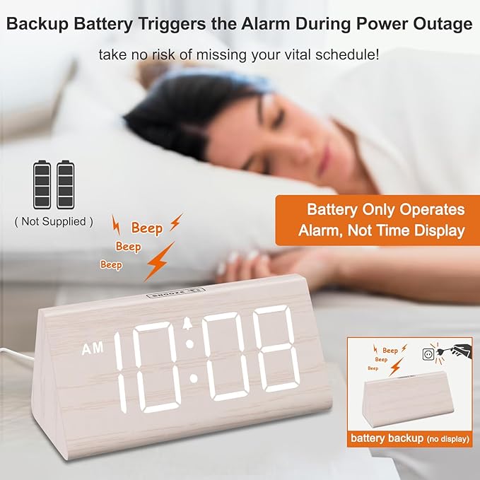 DreamSky Wooden Digital Alarm Clock - Image 3