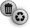 Trash and Recycle Stickers Set of 2 | Indoor Outdoor UV Stable & Weatherproof | Kitchen Pantry Office Organization | Garbage Bin and Waste Basket Label | 3x3 Inch Round Recycling and Trash Sticker