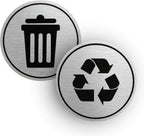 Trash and Recycle Stickers Set of 2 | Indoor Outdoor UV Stable & Weatherproof | Kitchen Pantry Office Organization | Garbage Bin and Waste Basket Label | 3x3 Inch Round Recycling and Trash Sticker