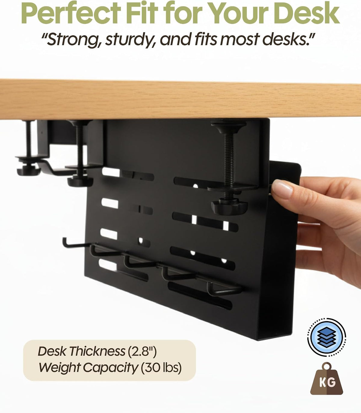 Desk Side Storage Organizer with Laptop Holder & Clamp Cup Holder, Hangin...