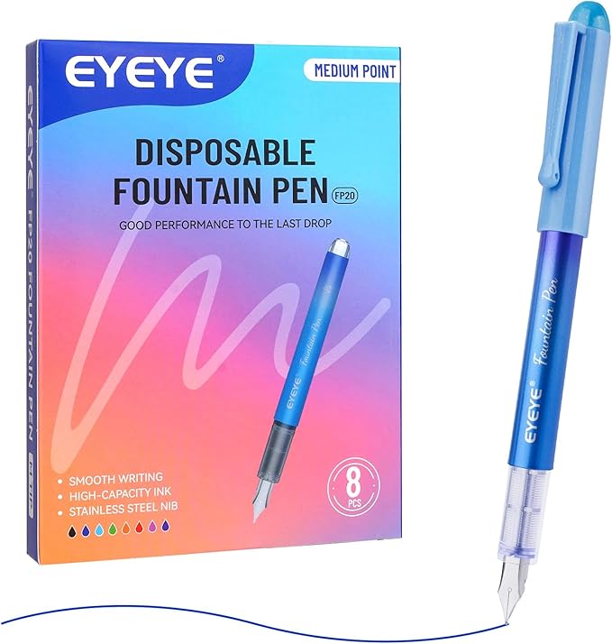 EYEYE Disposable Fountain Pens for Writing, Medium Point Stainless Steel Nib - Image 3