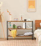 HCHQHS 3-Tier Rustic Wood and Metal Industrial Bookshelf - Image 2