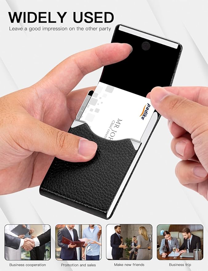 Padike Professional Business Card Holder PU Leather Business Card Case Name - Image 5