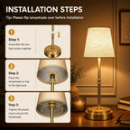 rechargeable cordless table lamp, nightstand to end table,gold,1, front angle view