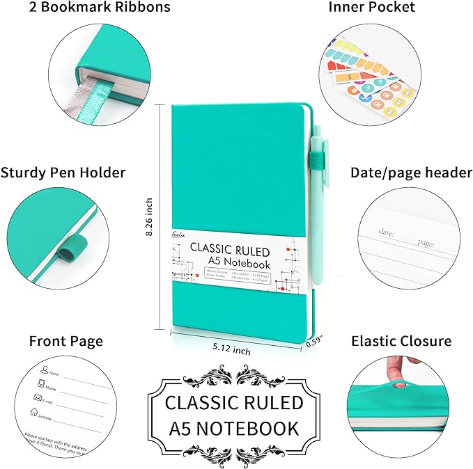 feela 12 Pack Notebooks Journals Bulk, Hardcover Notebook Classic Ruled Lined - Image 2