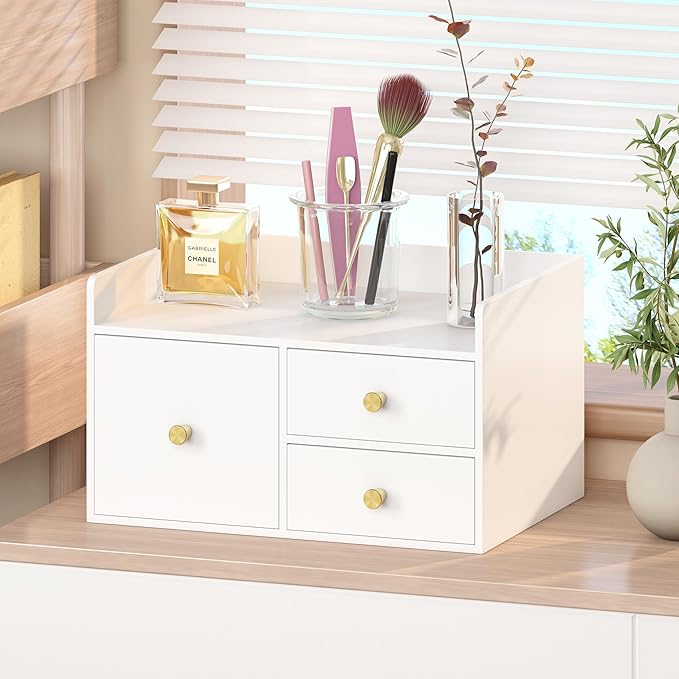 Bamboo Desk Organizer with Drawers Wooden Desktop Storage Drawers - Image 7