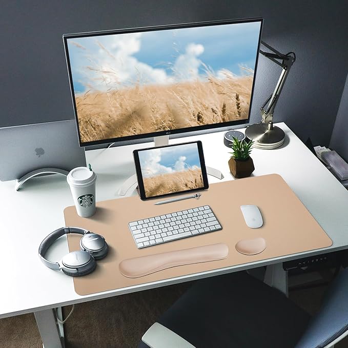 Bloss Leather Desk Pad and Keyboard Wrist Rest, Large Mouse Pad + Keyboard - Image 2