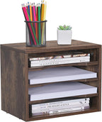 Snughome Vintage Wood File Organizer Desktop, 13.4’’ Document Letter Mail Tray - Image 7