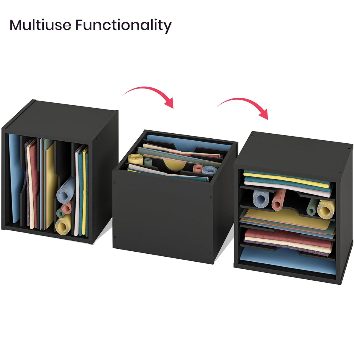 ballucci 5-tier file organizer for desk, wooden mail, side view