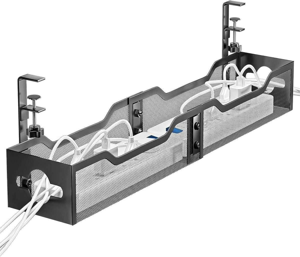 Under Desk Cable Management Tray Black, Litwaro Cable Management Under Desk N...