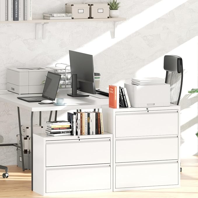 Greenvelly 2 Drawer File Cabinet, Metal Filing Cabinet - Image 8
