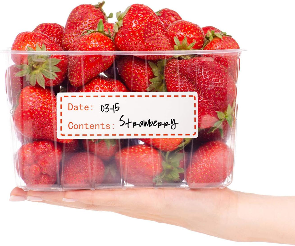 500 Pieces Food Freezer Labels 1 x 3 inches Self-Adhesive Removable Storage Refrigerator Food Date Labels Easy Clean Leaves No Residue (Red)