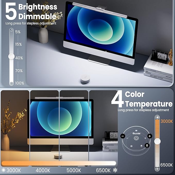 Quntis Monitor Light Bar Pro White, Eye-Care No Glare USB Computer Lamp - Image 7