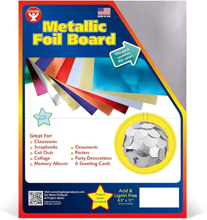 Hygloss Metallic Cardstock Sheets – 100 Matte Silver Sheets, 8.5” x 11” - Image 2