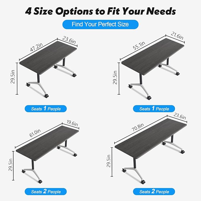 Goakwwuz Conference Room Table, Folding Conference Tables, Thicken Grey Tabletop - Image 2