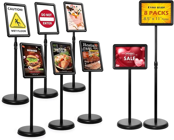 Dyna-Living Sign Stands for Display 8.5 x 11 Inch, 8 Packs Adjustable Sign by Dyna-Living