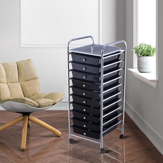 Giantex 10 Drawer Rolling Storage Cart Scrapbook Paper Office School Organizer - Image 4