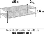 Regal Altair 24" Deep x 48" Wide x 14" Height Wire Shelving Kit | 2-Tier | NSF - Image 3