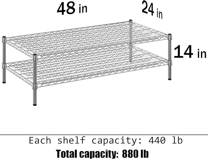 Regal Altair 24" Deep x 48" Wide x 14" Height Wire Shelving Kit | 2-Tier | NSF - Image 3