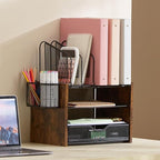 Y YOMA Wooden Desk Organizer, 4-Tier Mesh Desk Organizer - Image 9