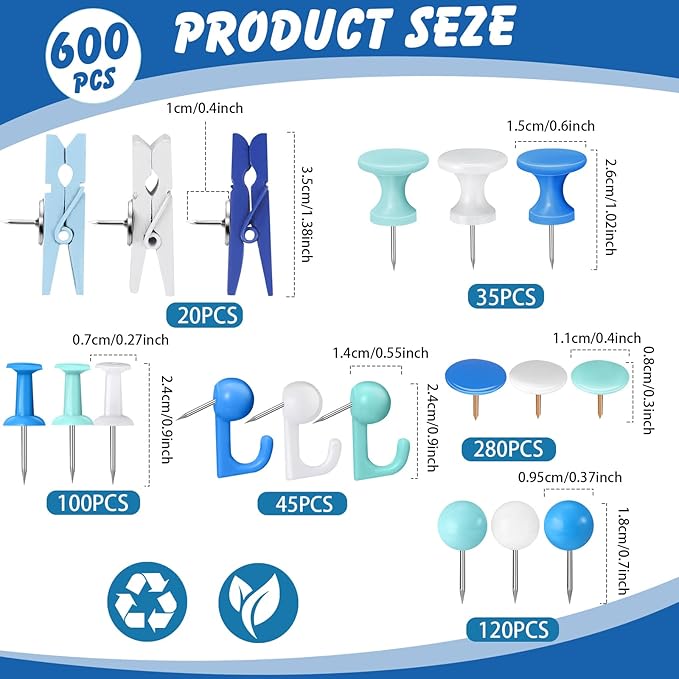 600 Pcs Decorative Push Pins - Image 2