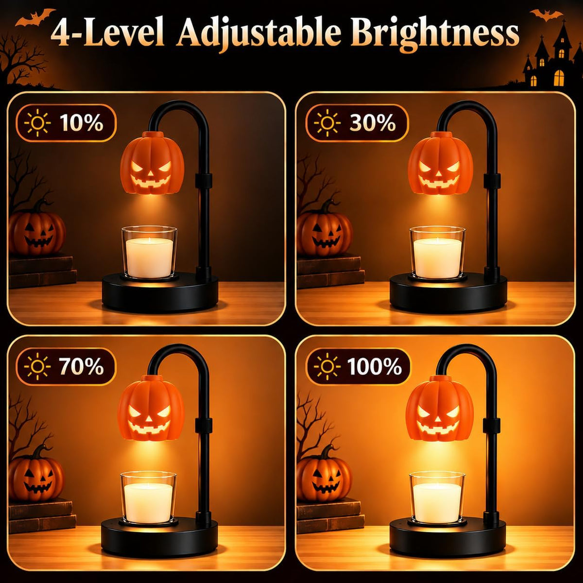 Pumpkin Halloween Candle Warmer Lamp,Spooky Gothic Home Decor with Timer &amp...