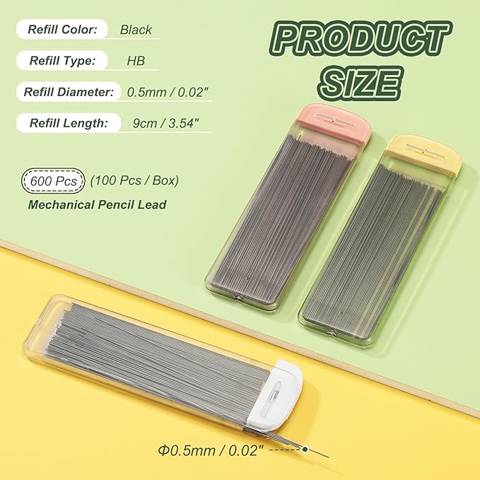 PATIKIL 600Pcs HB Mechanical Pencil Lead, 0.5mm Black Lead Refill Break - Image 2
