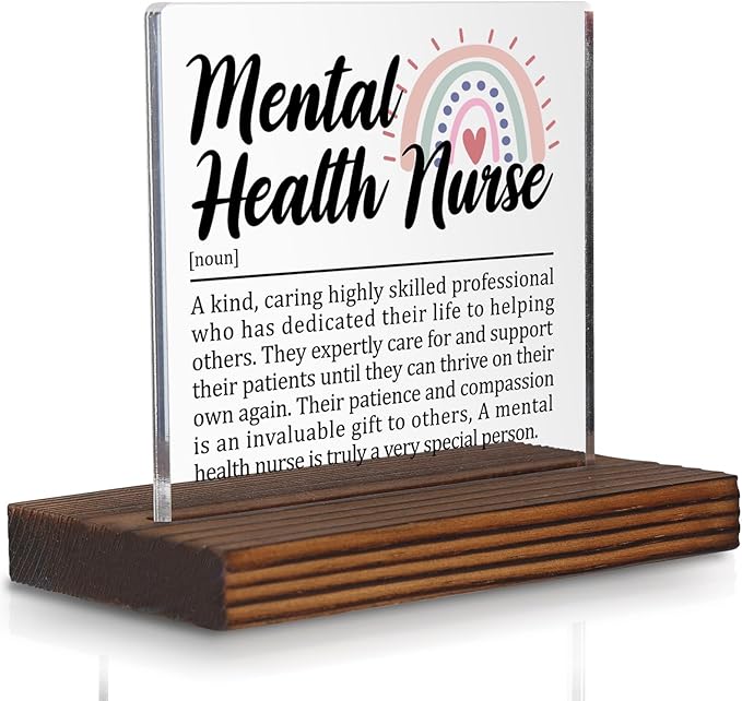 Mental Health Nurse Appreciation Gift Desk Sign, Thank You Plaque by Pariveca