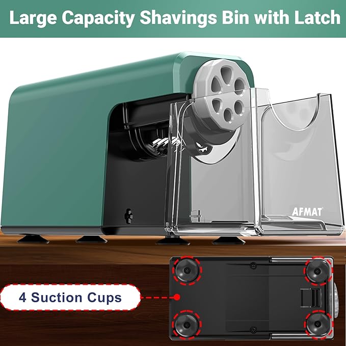 AFMAT 6-Hole Pencil Sharpener for Classroom, Cordless & Rechargeable, Heavy - Image 7
