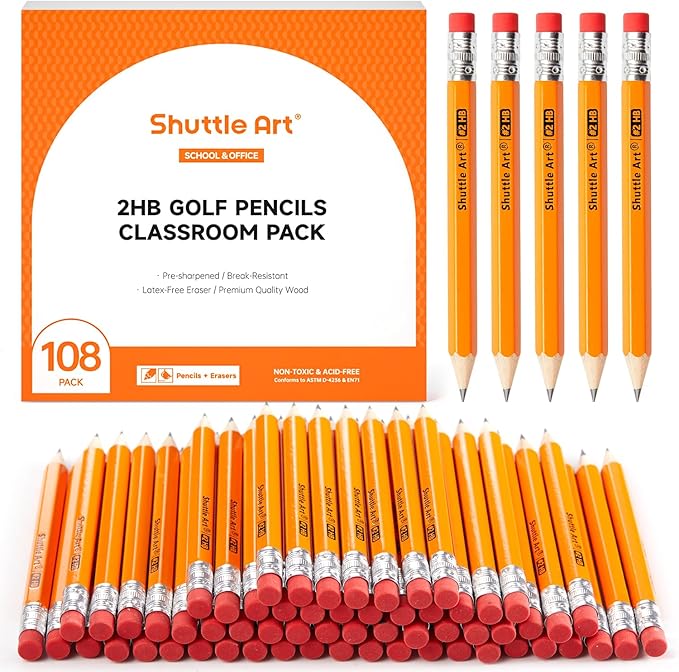 Shuttle Art 108 Pack Golf Pencils by ShuttleArt
