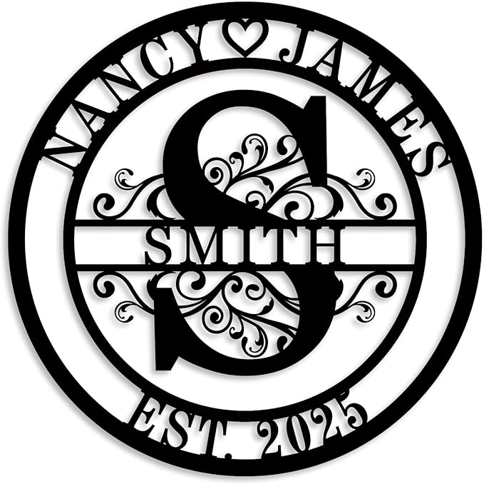Custom Last Name Sign Personalized Family Name Sign Monogram Wall Decor by ENFODREAM